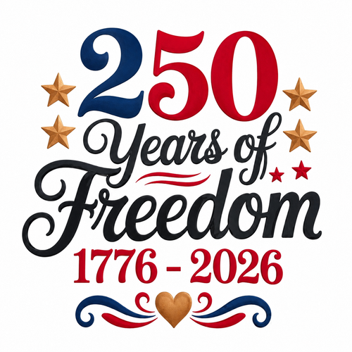 250 Years of Freedom patriotic emblem tumbler wrap