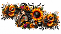Autumn sunflower witch and skull tumbler wrap