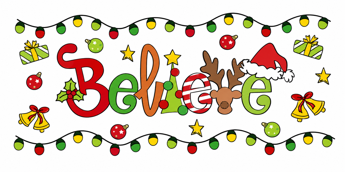 Believe Christmas tumbler wrap