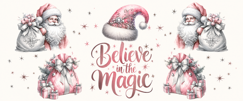 Believe in the Magic Santa and gifts Christmas tumbler wrap