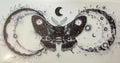 Black and white celestial moth and crescent moons fantasy tumbler wrap