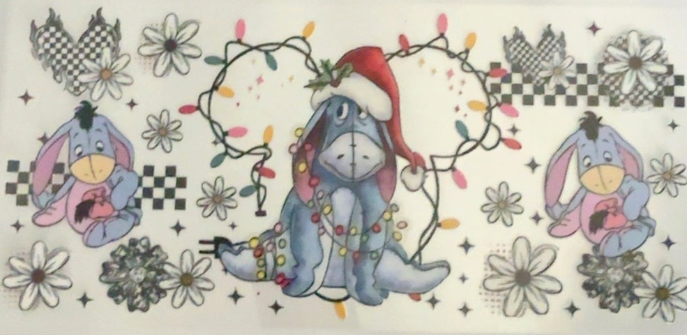 Christmas Donkey Lights Daisies Tumbler Wrap