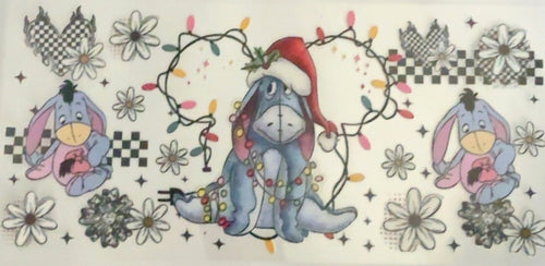 Christmas Donkey Lights Daisies Tumbler Wrap