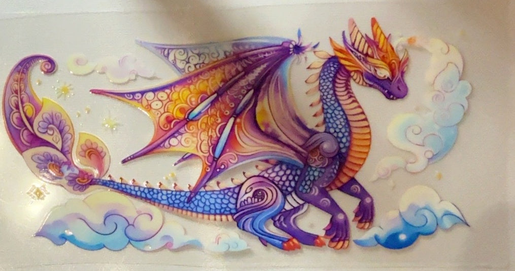 Colorful dragon in clouds fantasy tumbler wrap