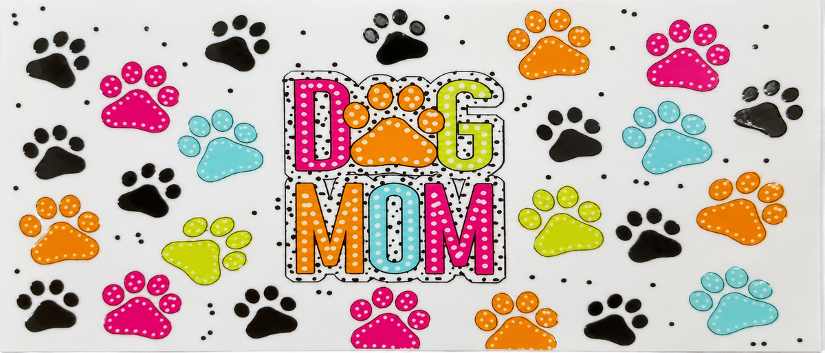 Colorful Dog Mom Paw-Print Tumbler Wrap