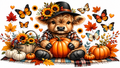 Cozy autumn Highland calf tumbler wrap