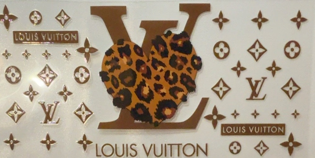 Designer Brown Leopard Heart Tumbler Wrap