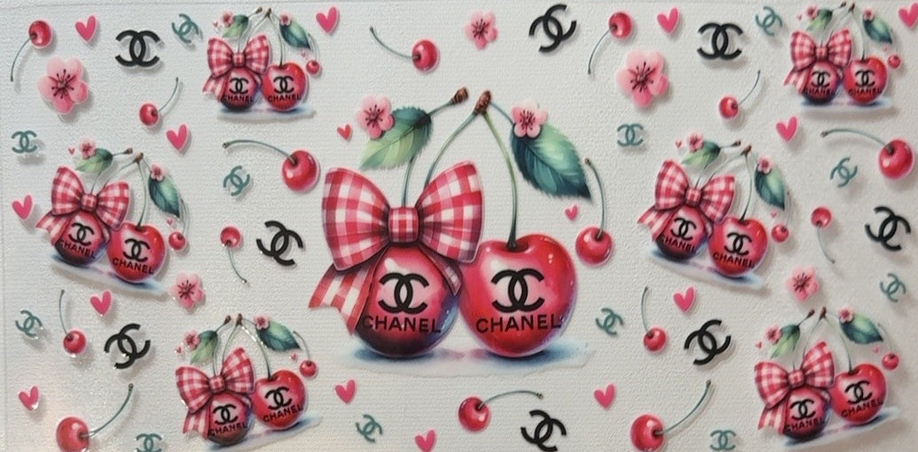 Designer Pink Cherries Gingham Tumbler Wrap