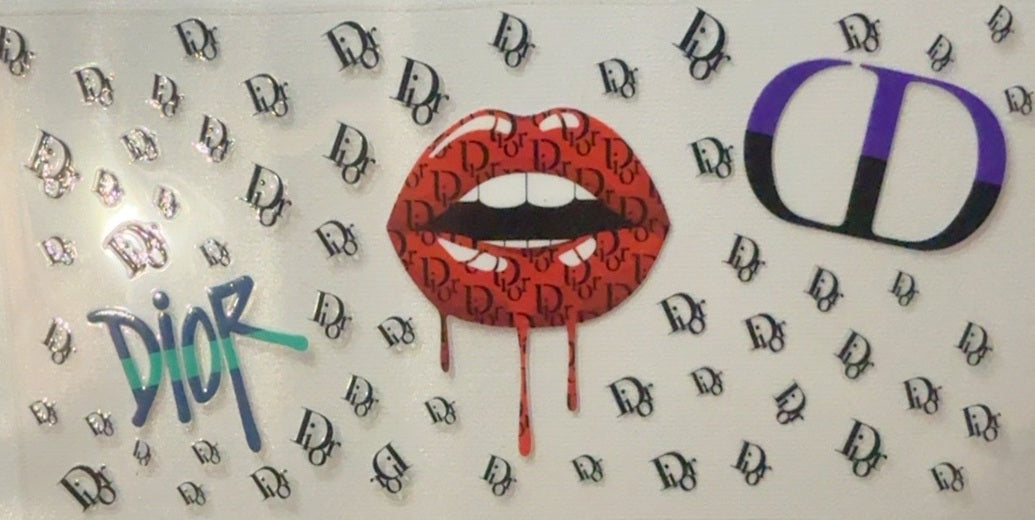 Designer Red Lips Monogram Tumbler Wrap