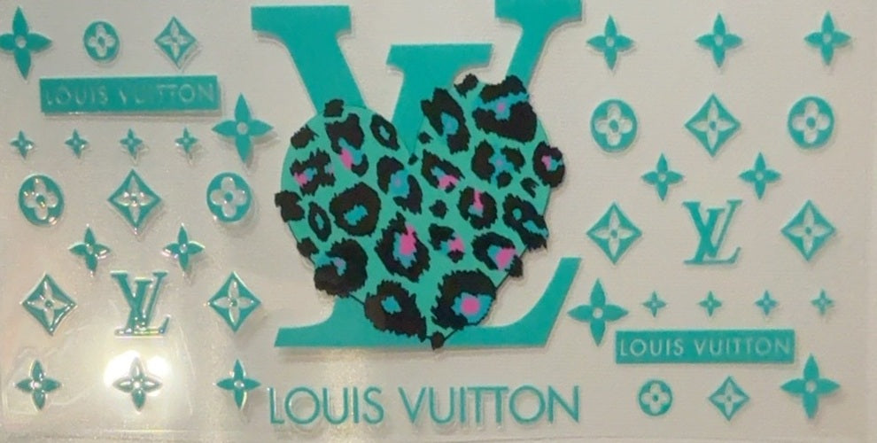Designer Turquoise Leopard Heart Tumbler Wrap