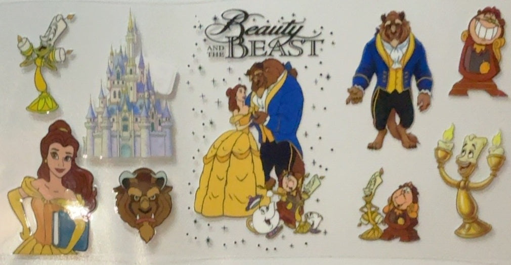 Disney Beauty Beast Character Collage Tumbler Wrap