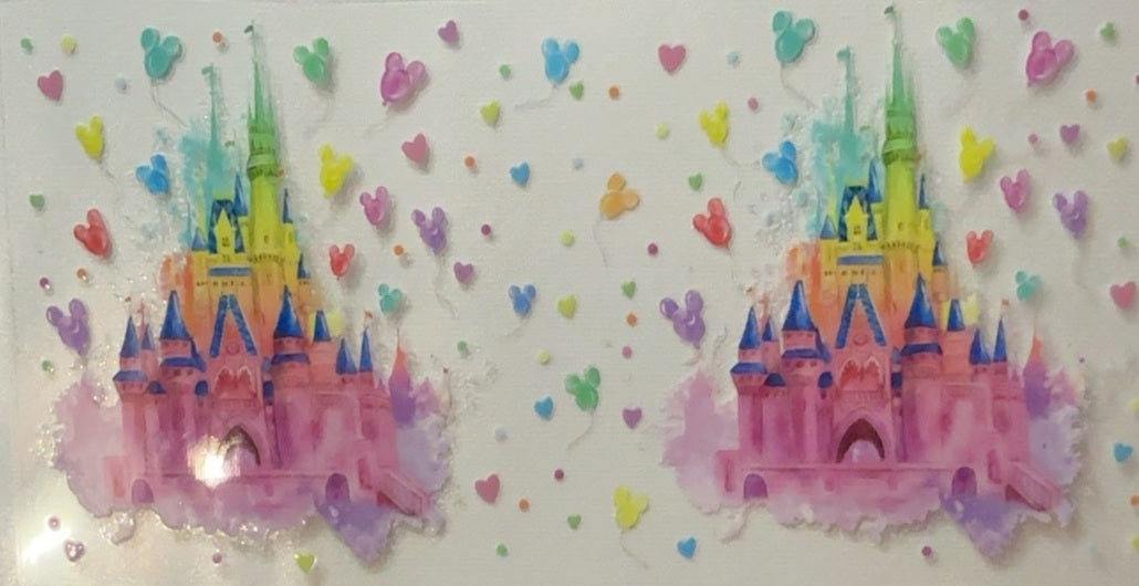 Disney Watercolor Rainbow Castles Tumbler Wrap