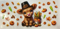 Pilgrim Highland Cow fall tumbler wrap