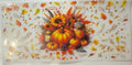 Fall tumbler wrap with pumpkins sunflowers mason jar candle and autumn leaves