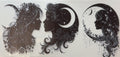 Black and white celestial women and crescent moons fantasy tumbler wrap