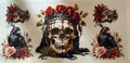 Crowned skull with ravens, roses and masquerade masks fantasy tumbler wrap