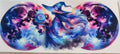 Galaxy witch fantasy tumbler wrap in blue pink and purple