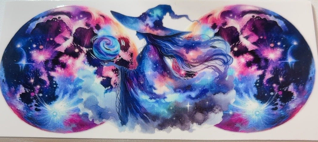 Galaxy witch fantasy tumbler wrap in blue pink and purple