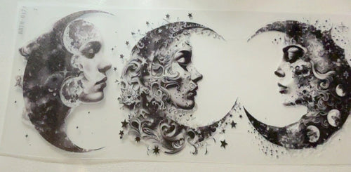 Black and white celestial moon faces fantasy tumbler wrap