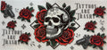 Tattoos Are Trashy skull and red roses tumbler wrap
