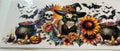 Fantasy witch, cauldrons, skull, bats and sunflowers tumbler wrap