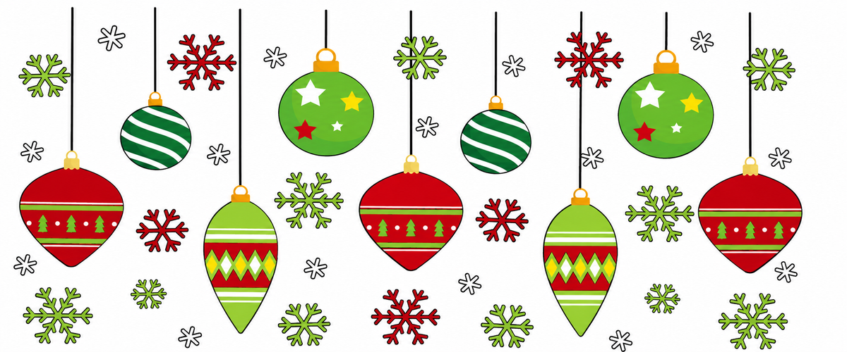 Festive Christmas ornament tumbler wrap