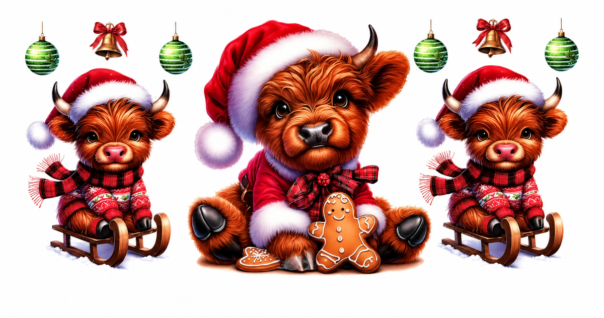 Festive Highland Calves tumbler wrap