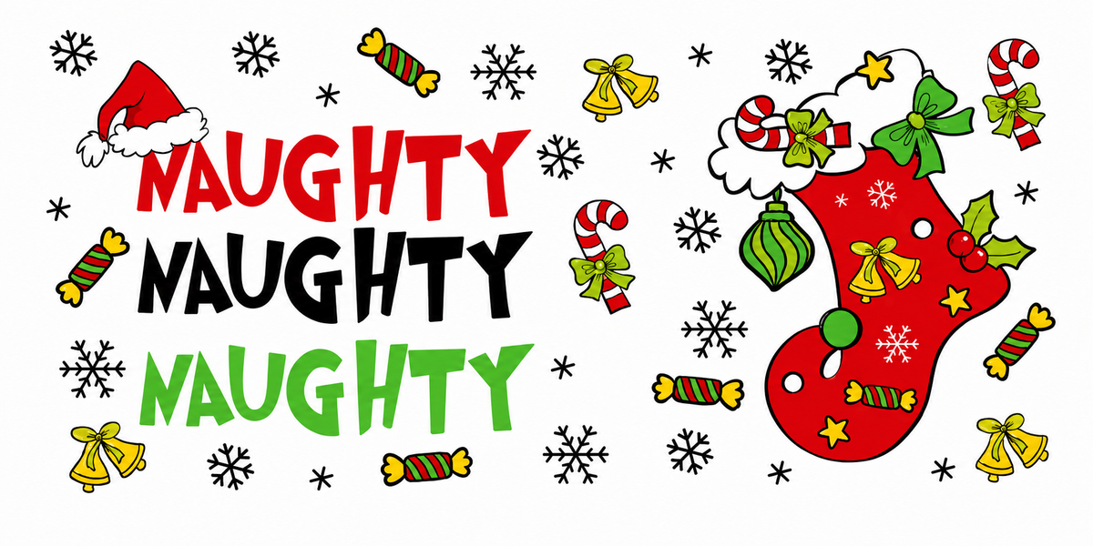 Festive Naughty Christmas tumbler wrap