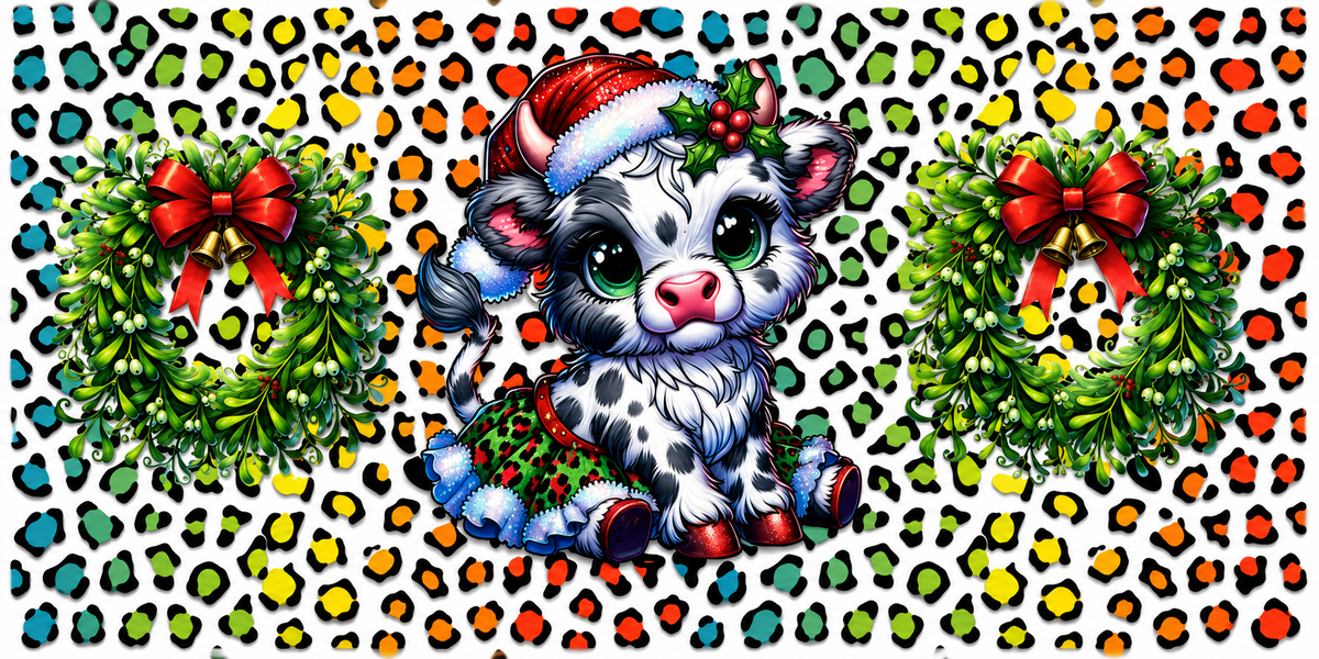 Festive spotted calf Christmas tumbler wrap