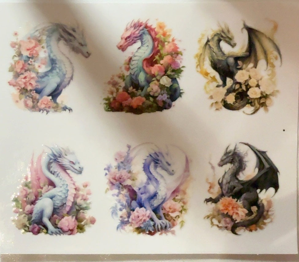 Floral dragons fantasy tumbler wrap
