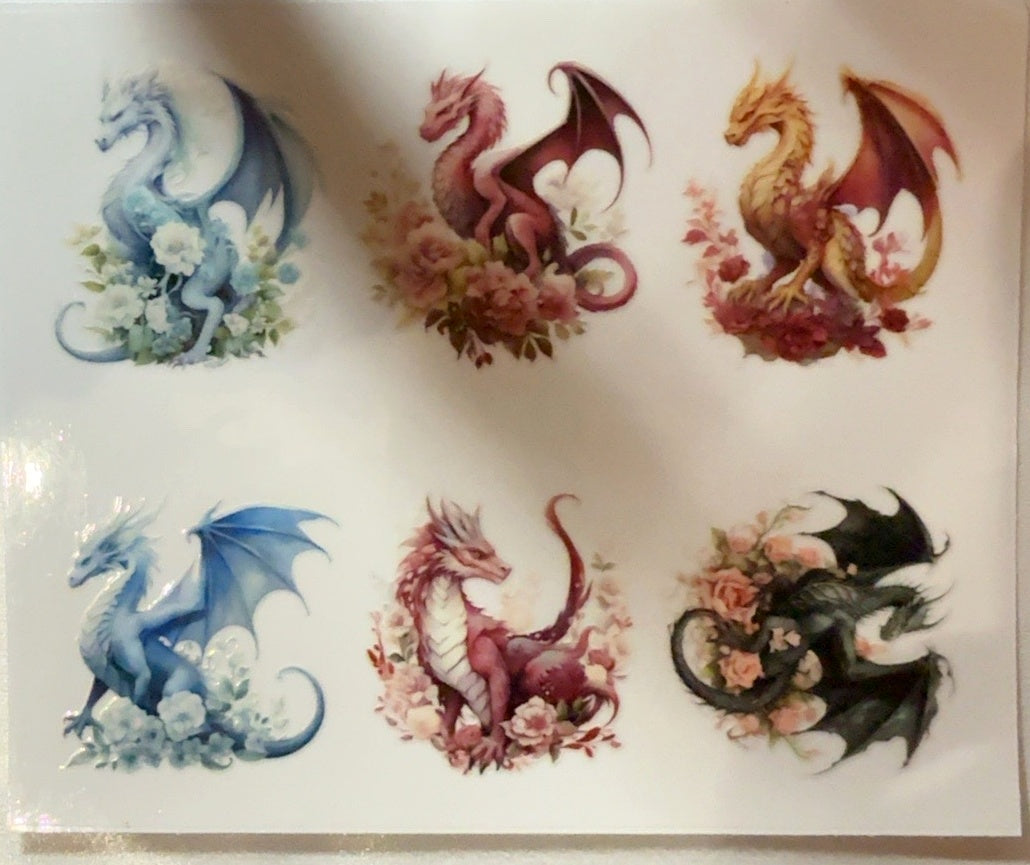 Six floral dragons fantasy tumbler wrap