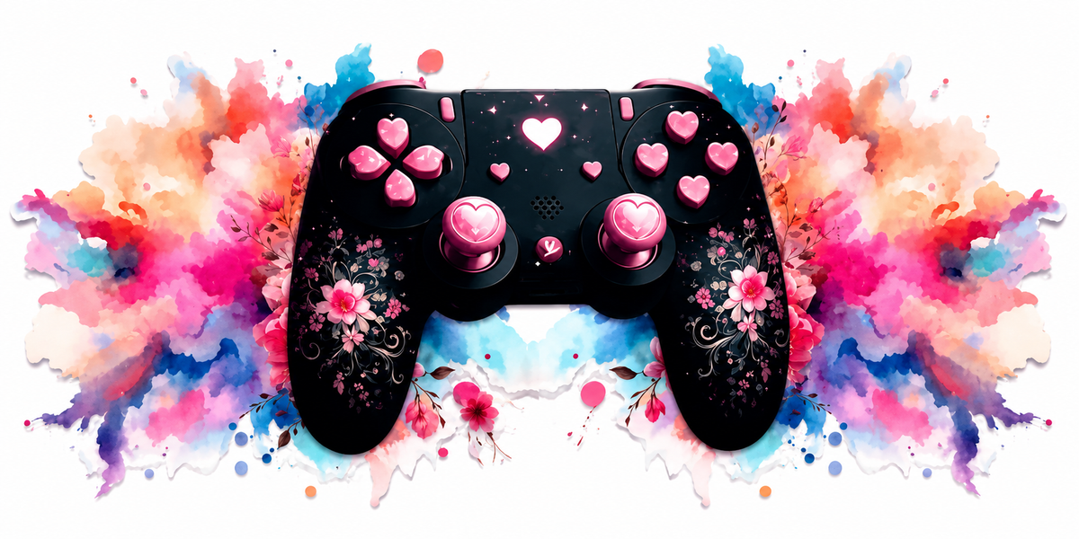 Floral Heart Game Controller tumbler wrap