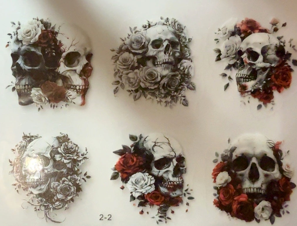 Six floral skull designs fantasy tumbler wrap
