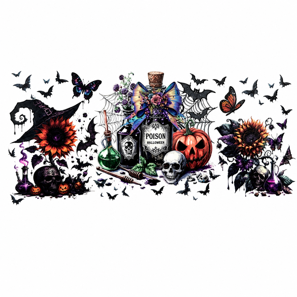 Halloween poison bottle collage tumbler wrap