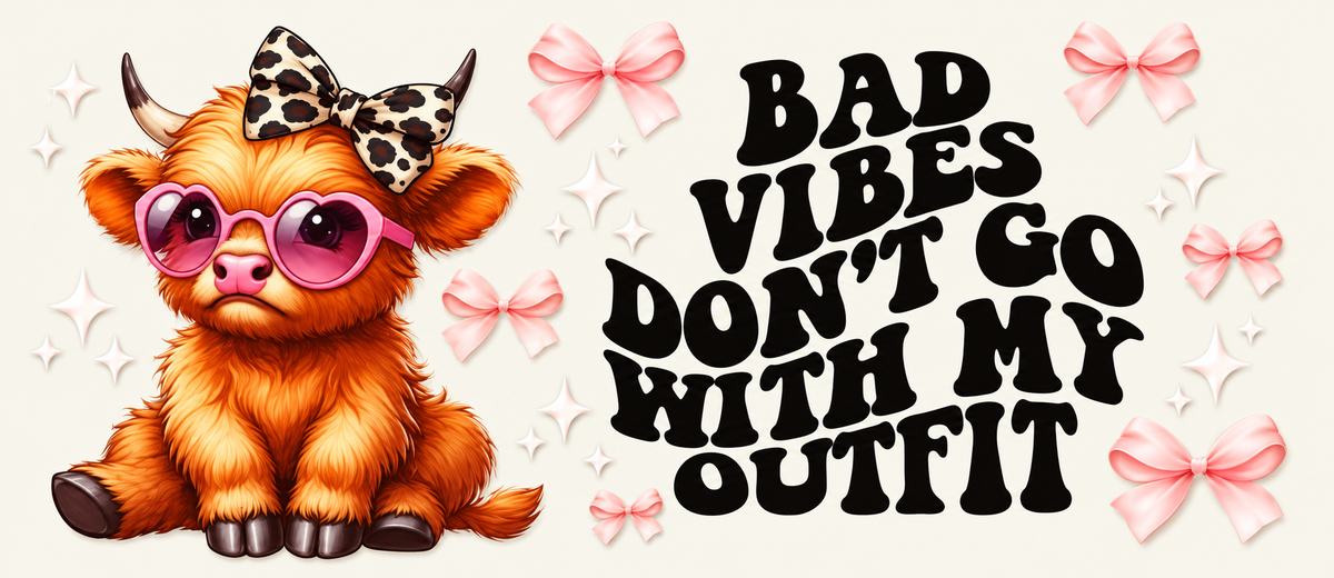 Highland Cow Bad Vibes tumbler wrap