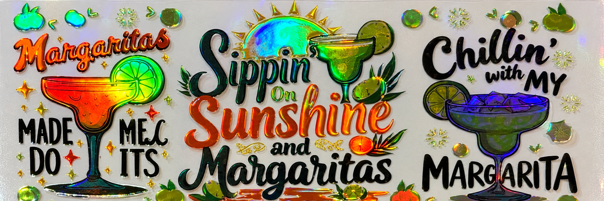 Holographic margarita tumbler wrap