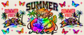 Holographic Summer Cow Beach Tumbler Wrap