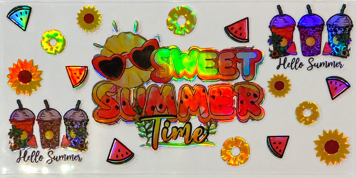 Holographic Sweet Summer Time Tumbler Wrap