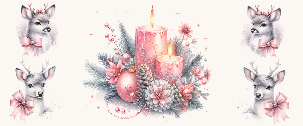 Pastel winter deer tumbler wrap