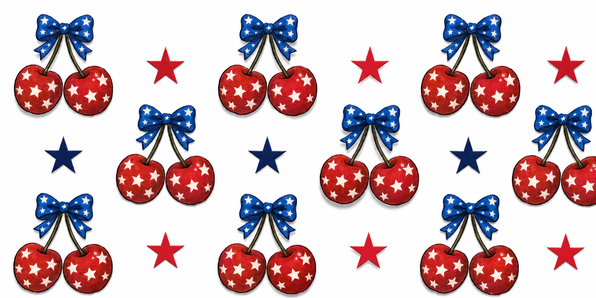 Patriotic Cherries and Bows tumbler wrap