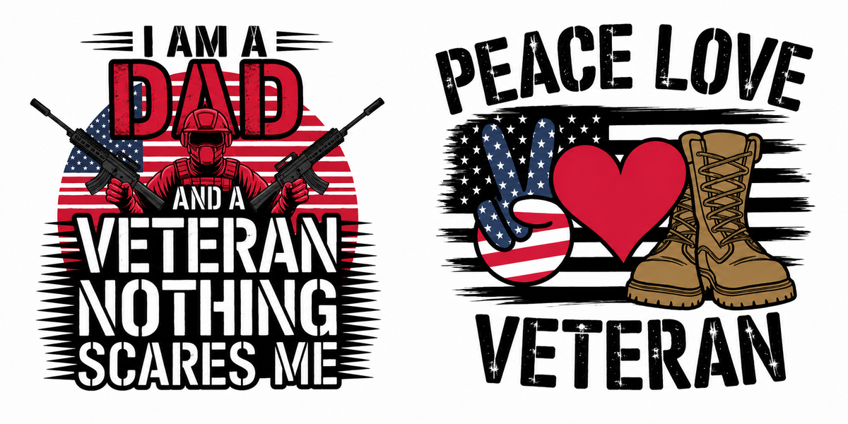 Patriotic Dad And Veteran Two Panel Tumbler Wrap