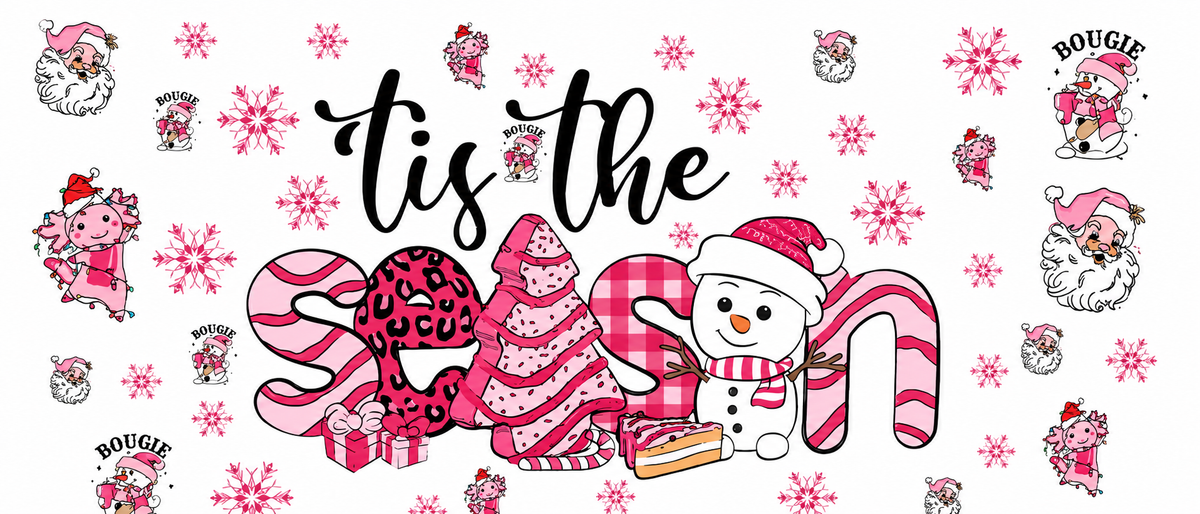 Pink Tis the Season holiday tumbler wrap