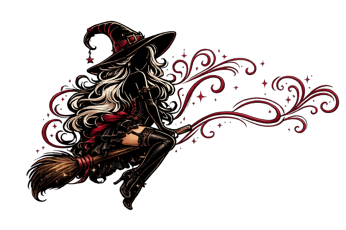 Red-Accented Witch on a Broomstick tumbler wrap