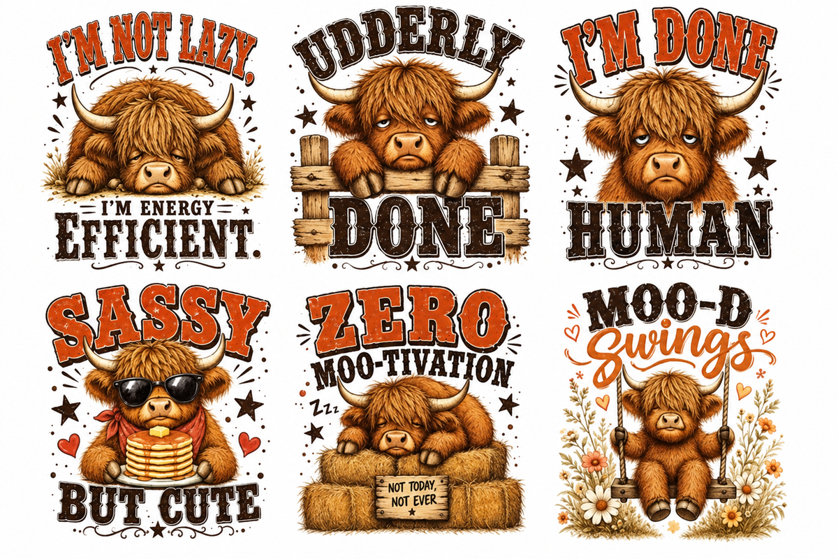 Rustic Highland Cow Tumbler Wrap 2