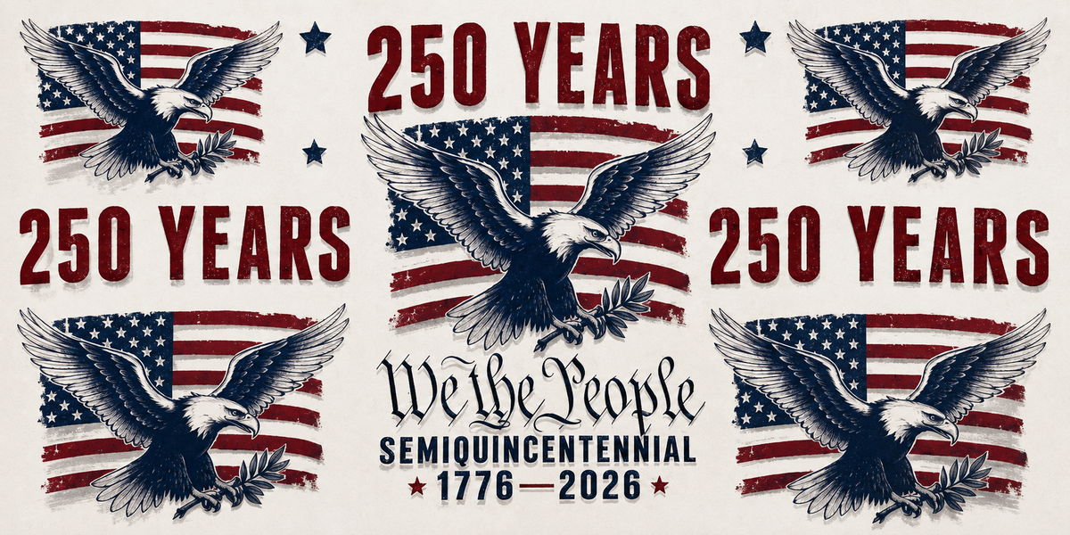 250 Years We the People eagle and American flag tumbler wrap
