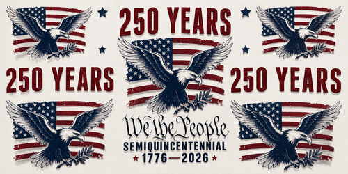 250 Years We the People eagle and American flag tumbler wrap