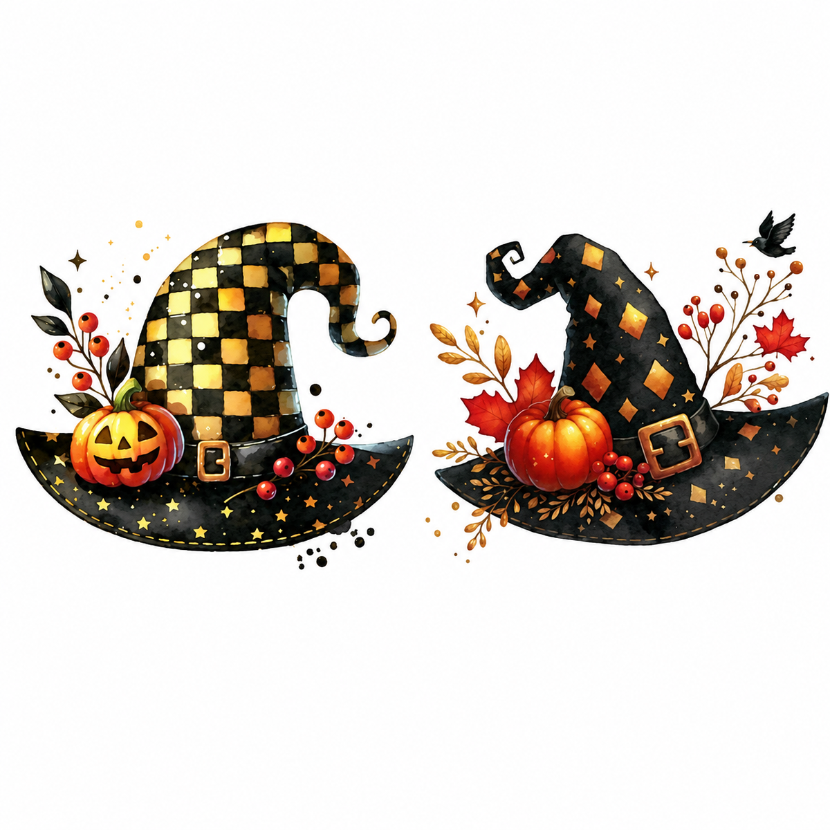 Side By Side Autumn Witch Hat Tumbler Wrap