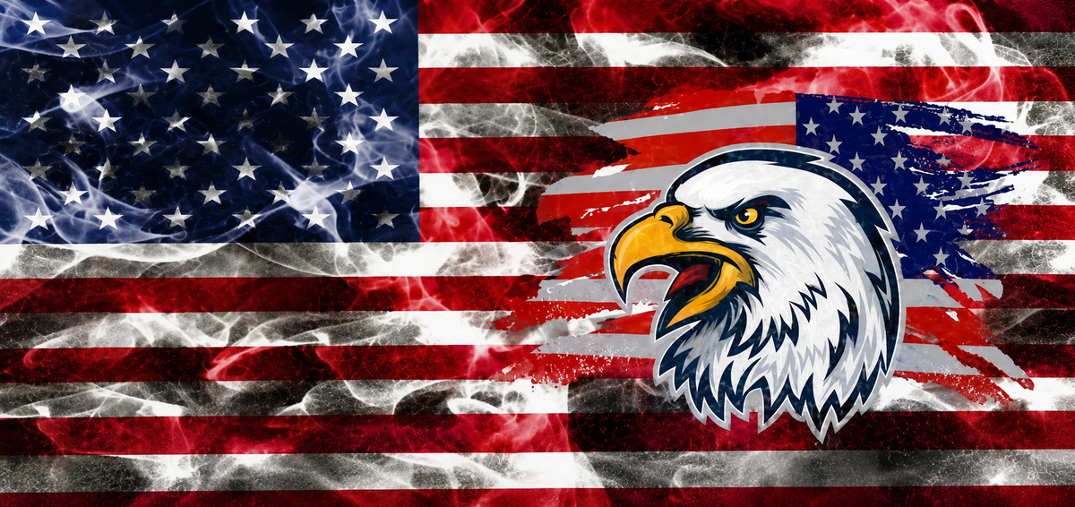 Smoky American flag and bald eagle tumbler wrap