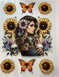 Sunflower butterfly skull woman tumbler wrap