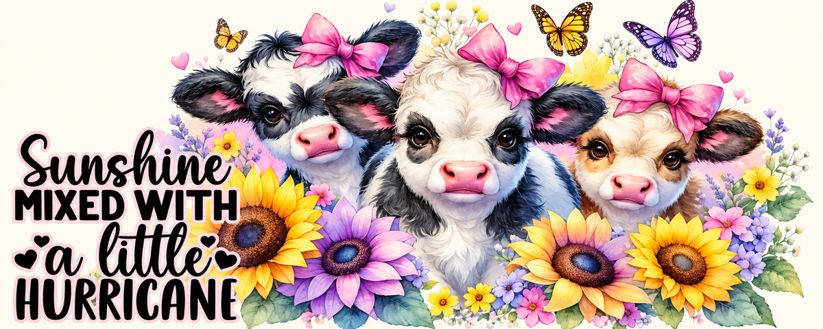 Sunshine Mixed With a Little Hurricane calves tumbler wrap
